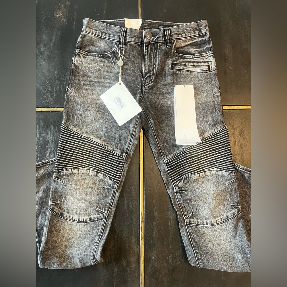 Armani Exchange Grey Ribbed Moto Slim Jeans
